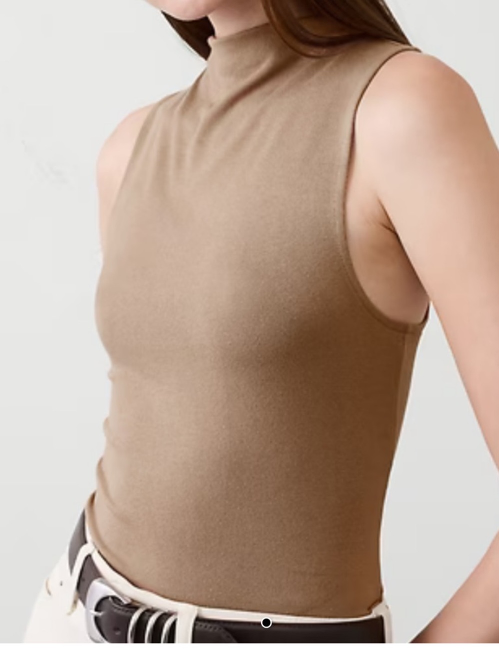 Banana Republic Sleeveless Mock Neck Tank Top in Camel